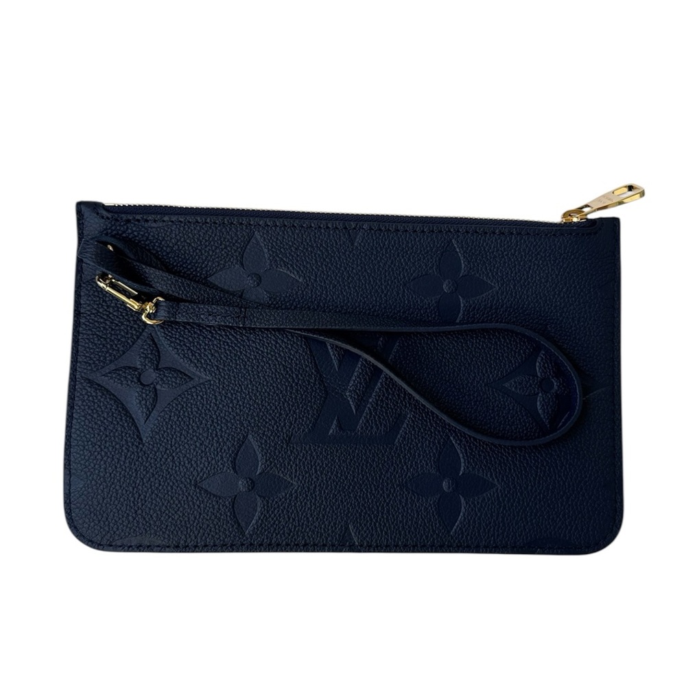 NEW Louis Vuitton Neverfull POCHETTE Navy embossed Monogram Empreinte leather - Picture 6 of 16